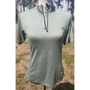Dare 2B Womens Green Polyester Pullover T-Shirt Size 8 Med Crew Neck Zip Running